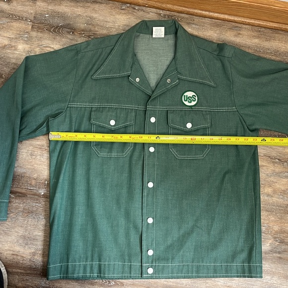 Vintage Cap’n Jack Light Weight Green Denim Jacket United States Steel Logo - Picture 8 of 11